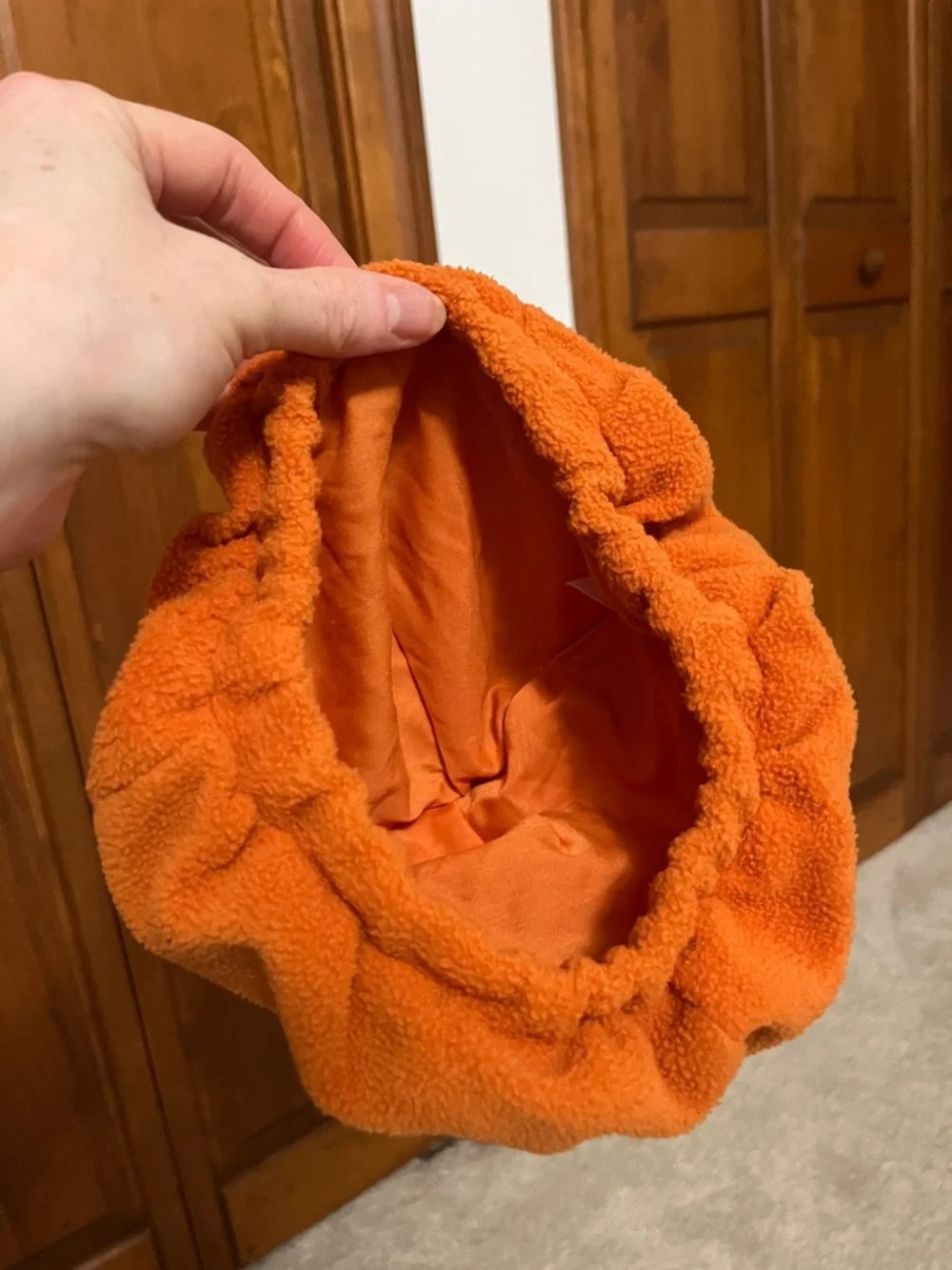 Pottery Barn Kids Orange Pumpkin Costume with Green Collar and Hat | Sz. 12-24m - Picture 10 of 14